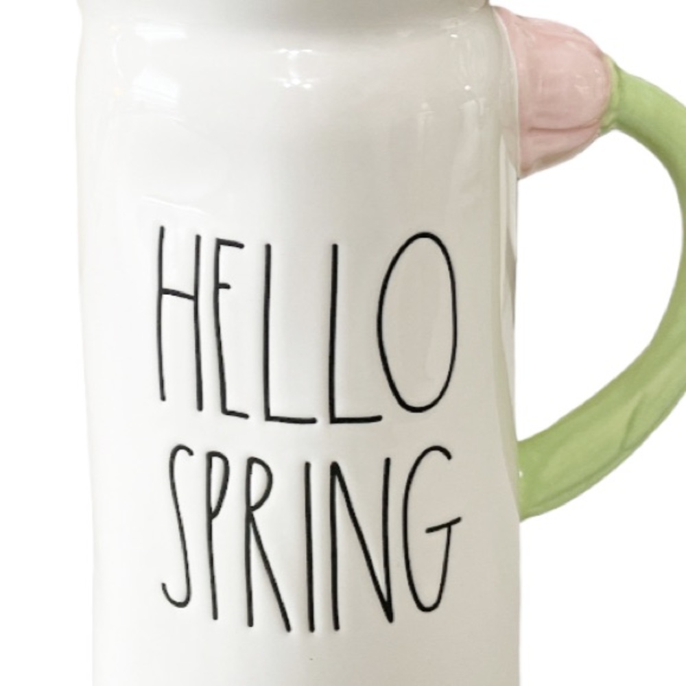 NEW HTF Rae Dunn HELLO SPRING Pitcher 🌸🌸🌸 - Picture 2 of 6
